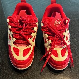 Louis Vuitton Vibrant Red and White Skate Sneakers